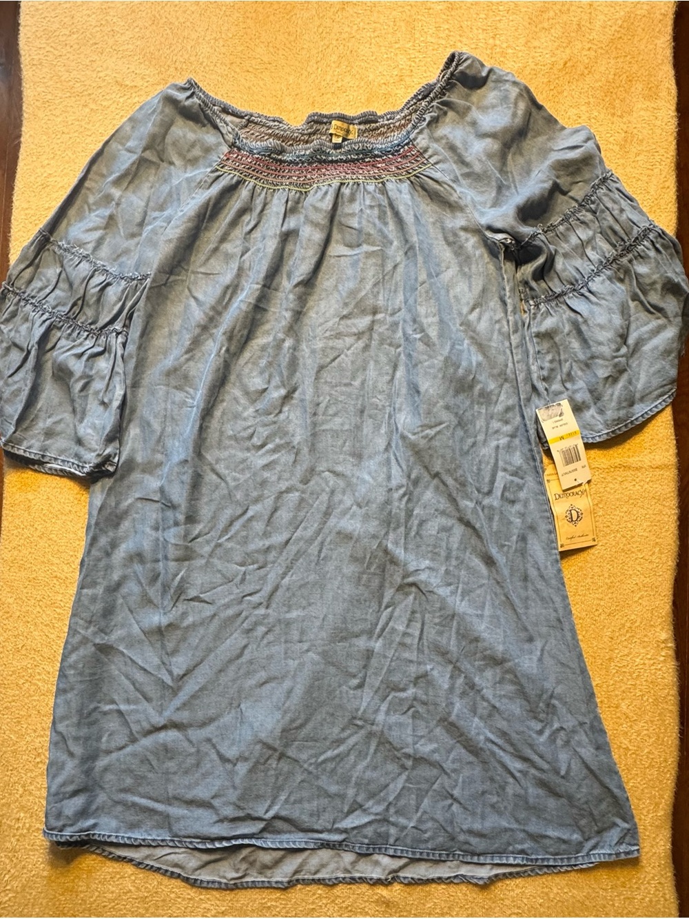 Democracy Light Blue Chambray Peasant Tunic